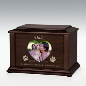 Medium Heart or Oval Adoration Walnut Pet Cremation Urn