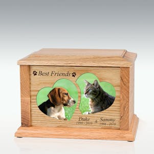 Medium Oak Best Friends Adoration Pet Cremation Urn - Engravable