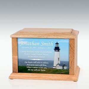 Medium Oak Lighthouse Infinite Impression Cremation Urn