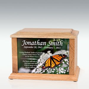 Medium Oak Monarch Butterfly Infinite Impression Cremation Urn