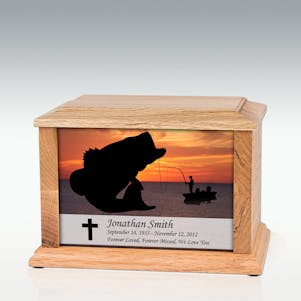 Medium Oak Boat Fishing Infinite Impression Cremation Urn
