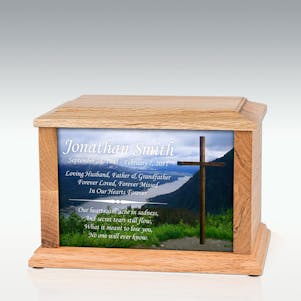 Medium Oak Mountain Cross Infinite Impression Cremation Urn