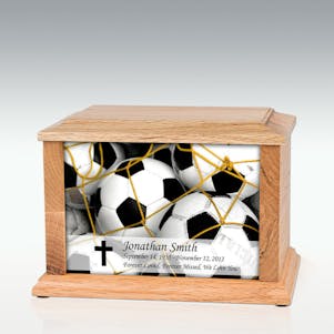 Medium Oak Soccer Balls Infinite Impression Cremation Urn