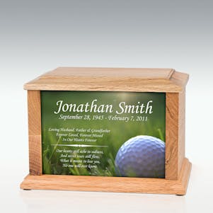 Medium Oak Golf Ball Impression Cremation Urn - Engravable