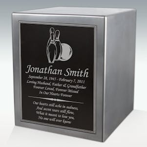 Bowling Seamless Silver Cube Resin Cremation Urn