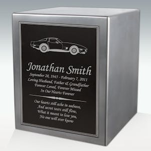 Sports Car Seamless Silver Cube Resin Cremation Urn