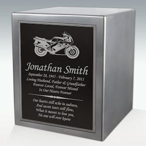 Sport Motorcycle Seamless Silver Cube Resin Cremation Urn