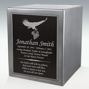 Victory Seamless Silver Cube Resin Cremation Urn