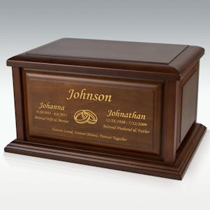 Traditional Walnut Wood Companion Cremation Urn - Engravable