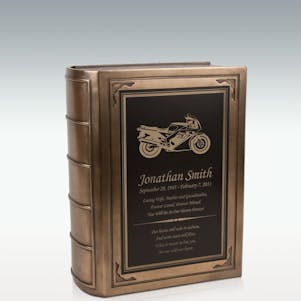 Large Sport Motorcycle Book Cremation Urn - Engravable