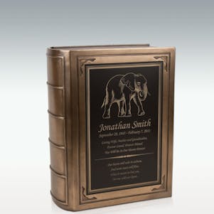 Large Elephant Book Cremation Urn - Engravable