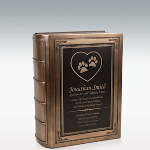 Large Paws On My Heart Book Cremation Urn - Engravable