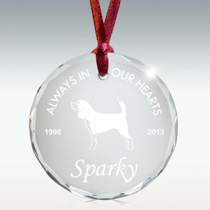 Beagle Round Crystal Memorial Ornament - Free Engraving