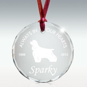 Cocker Spaniel Crystal Memorial Ornament - Free Engraving