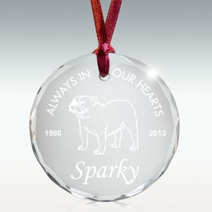 English Bulldog Crystal Memorial Ornament - Free Engraving