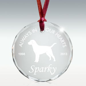 Labrador Retriever Crystal Memorial Ornament - Free Engraving