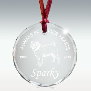 Pug Crystal Memorial Ornament - Free Engraving