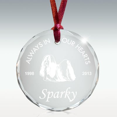 Paws On My Heart Oval Crystal Memorial Ornament - Free Engraving