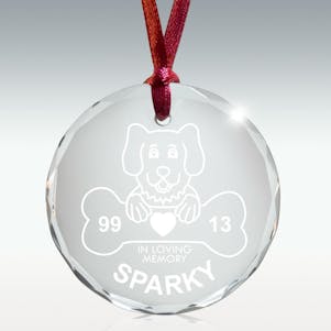 Dog and Treat Crystal Memorial Ornament - Free Engraving