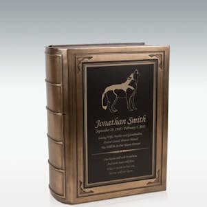 Large Wolf Book Cremation Urn - Engravable