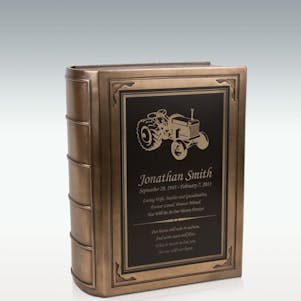 Large Tractor Book Cremation Urn - Engravable