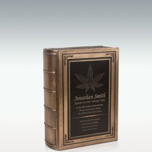 Medium Marijuana Leaf Book Cremation Urn - Engravable