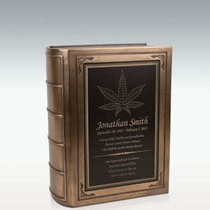 Large Marijuana Leaf Book Cremation Urn - Engravable