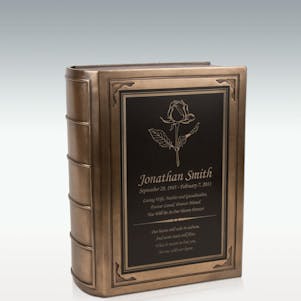 Large Rose Book Cremation Urn - Engravable
