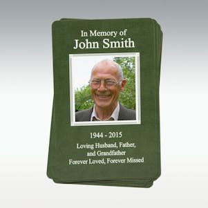 Green Photo Memorial Cards - Pack of 10 Cards