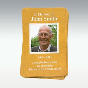 Golden Yellow Photo Memorial Cards - Pack of 10 Cards