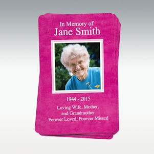 Pink Photo Memorial Cards - Pack of 10 Cards
