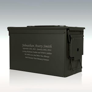 .50 Cal Ammo Can Engravable Cremation Urn