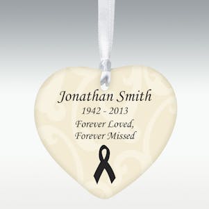 Awareness Ribbon Heart Porcelain Memorial Ornament