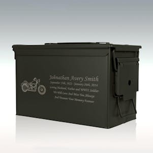 Motorcycle .50 Cal Ammo Can Engravable Cremation Urn