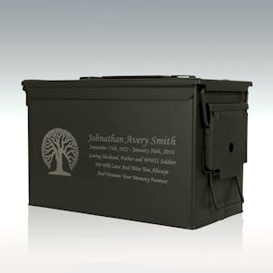 Tree of Life .50 Cal Ammo Can Engravable Cremation Urn
