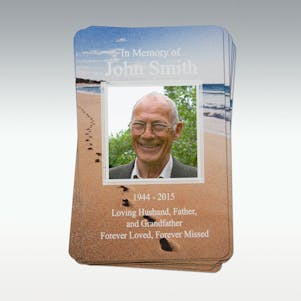 Footprints in the Sand Photo Memorial Cards - Pack of 10 Cards