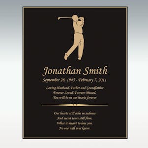 Male Golfer Silhouette Book Plaque Only