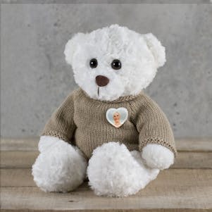 Photo Heart Teddy Bear - Cremation Urn - Large White