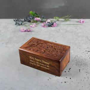Floral Tree of Life Sheesham Wood Cremation Urn - Extra Small