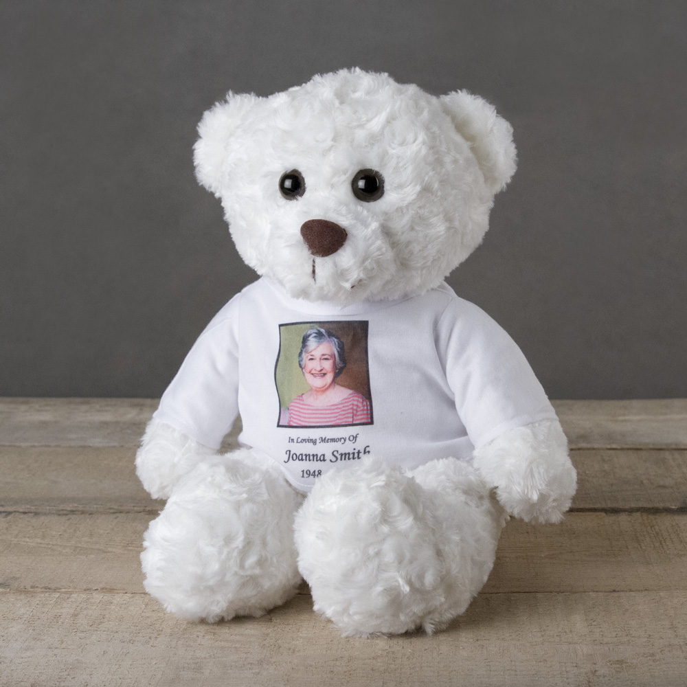 Photo T Shirt Teddy Bear Cremation Urn Large White