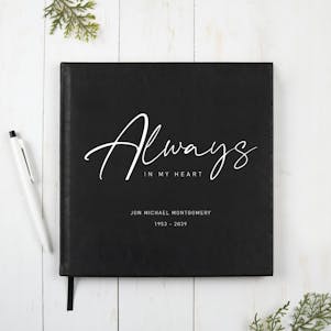 Personalized Script Always In My Heart Funeral Guest Book