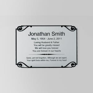 2-3/4" x 4" - Swirl Cut Rectangle Silver Engraved Plate