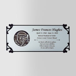 2-1/2" x 6" - Flourish Border Rectangle Silver Engraved Plate