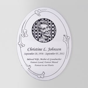 6" x 4-1/2" Swirl Border Oval Silver Engraved Plate