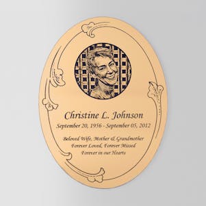 6" x 4-1/2" Swirl Border Oval Gold Engraved Plate