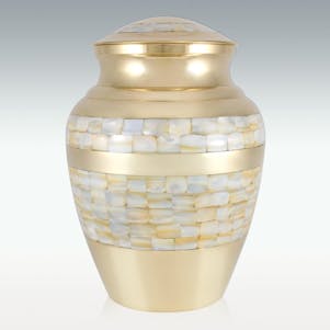 Large Brass Mother Of Pearl Cremation Urn - Engravable