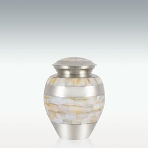 Small Brass Nickel Plated Mother Of Pearl Cremation Urn
