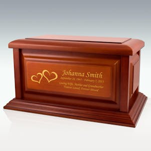 Large Traditional Cherry Wood Cremation Urn - Engravable