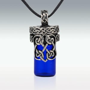 Celtic Heart Cobalt Glass Memorial Jewelry - Engravable