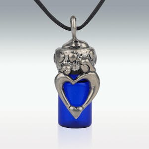Mother & Child Cobalt Glass Memorial Jewelry - Engravable